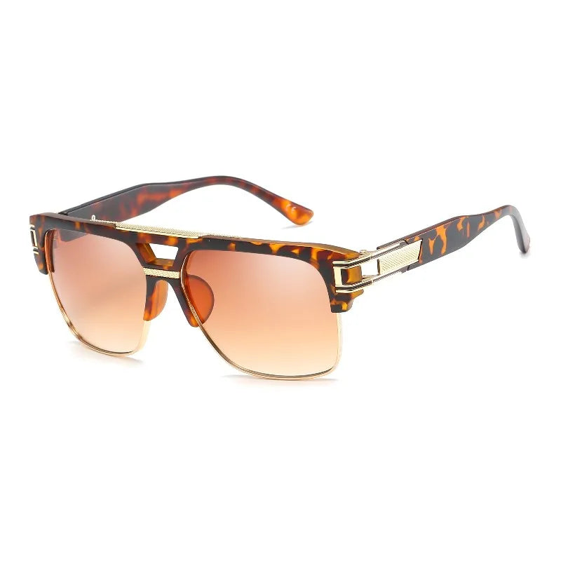 Classic Luxury Men Sunglasses Glamour Fashion Brand Sun Glasses For Women Mirrored Retro Vintage Square Designer Shades