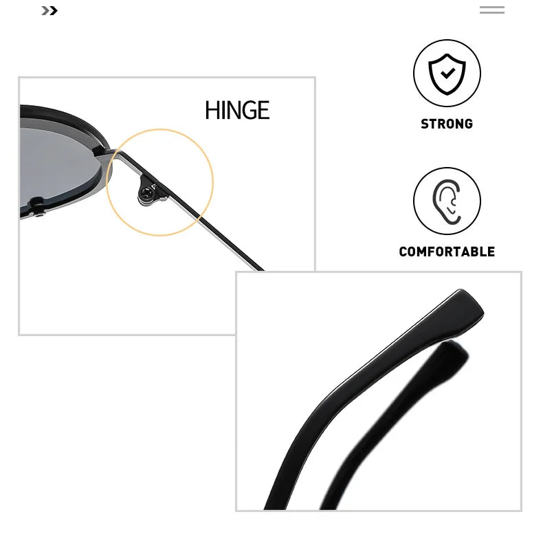 Oversized Metal Rimless Integrated Windproof Sunglasses For Women 2025 Trends Y2k Luxury Brand Design Sun Glasses Unisex UV400