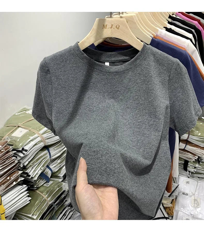 Women T Shirt Girls T-Shirt Woman Clothes Tops Cotton Tshirt Female Short Sleeve Spring Tee Sexy Y2k Top White