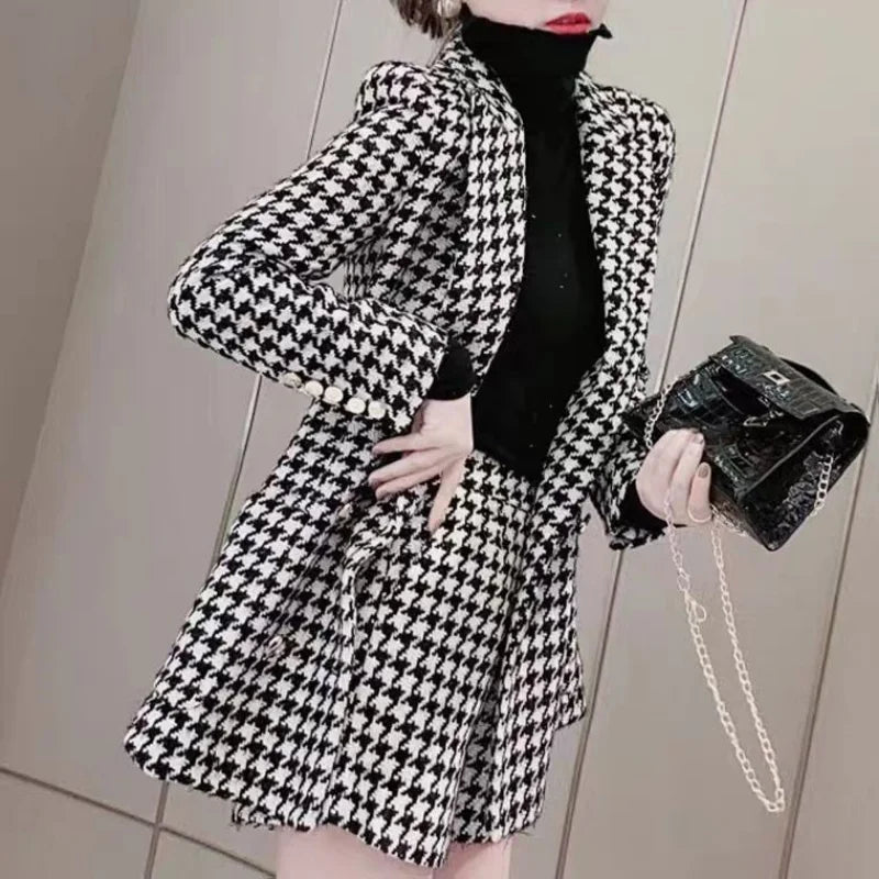 Clothes Elegant Two-piece Blazers and Shorts Suits for Women Plaid Womens Short Pants Set Business 2023 Luxury Summer Outfit Kit