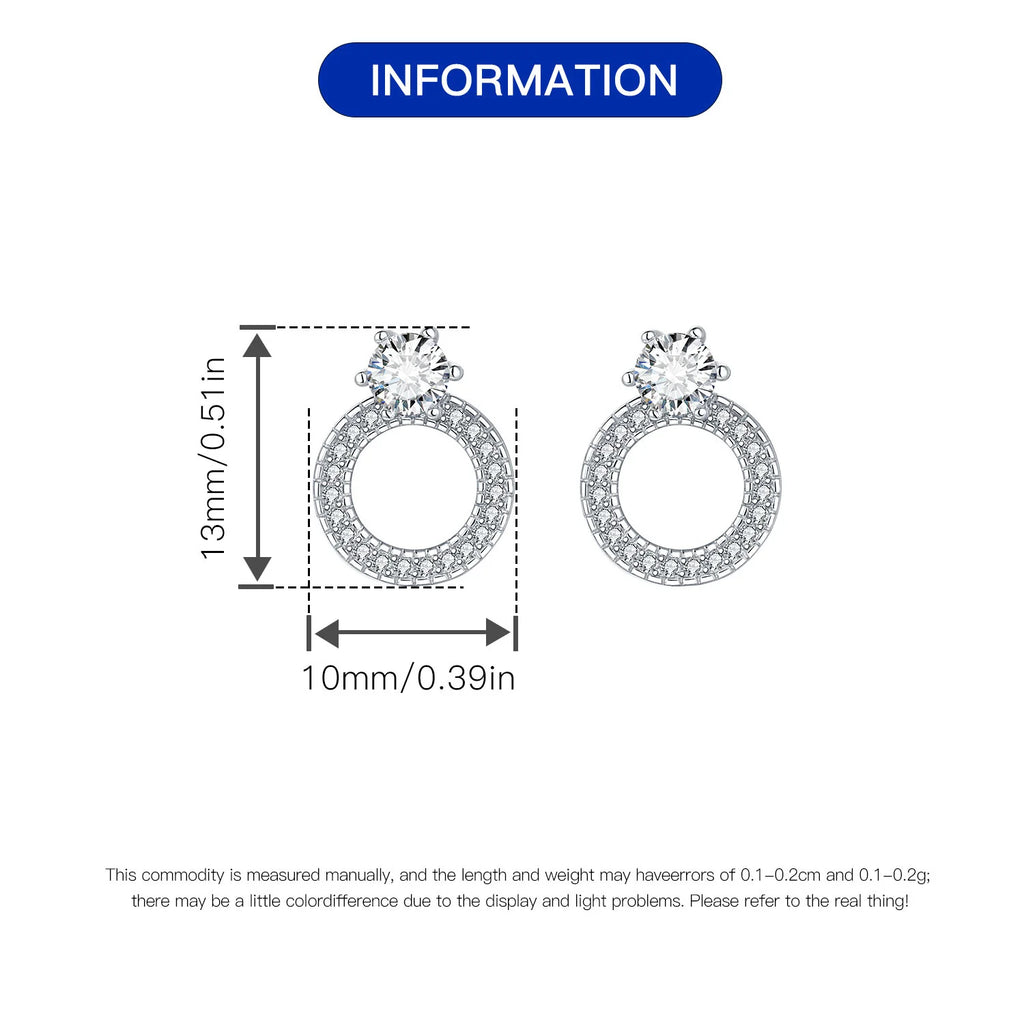 2025 HOT 925 Sterling Silver Stud Earrings S925 Heart Shaped Zircon Simple Fine Wedding Jewelry Christmas Thanksgiving Gifts