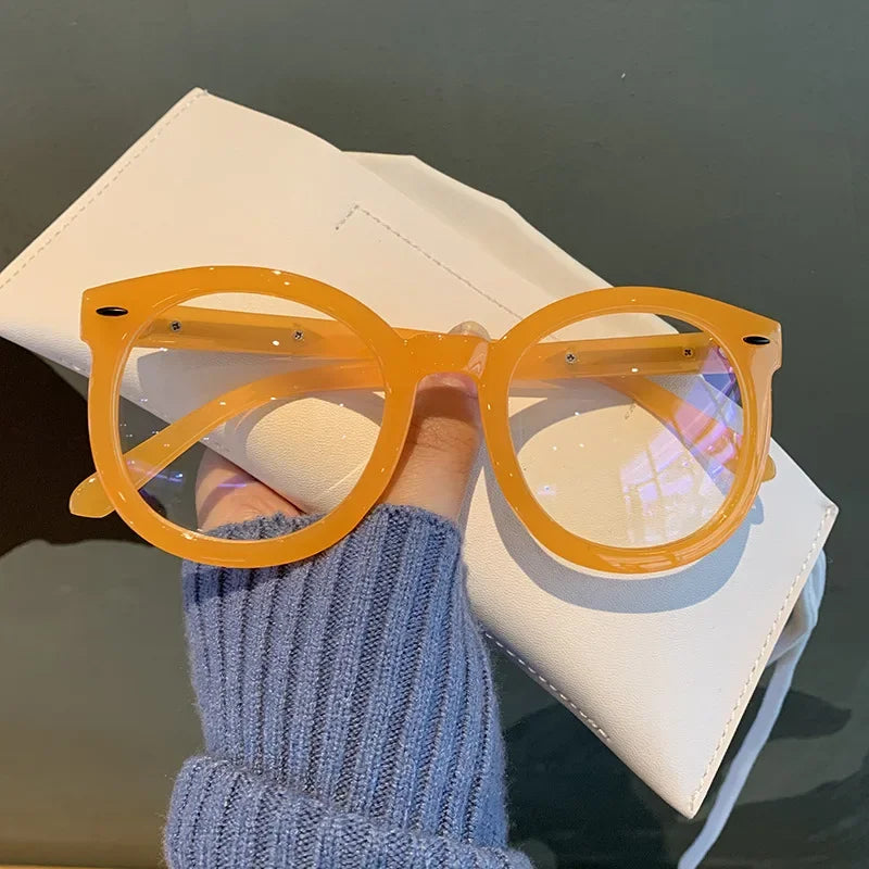 Unisex Big Round Polygon Anti-Blue Light Nearsighted Glasses Fashion Men Women Eyewear Finished Myopia Glasses -1.0 To -4.0