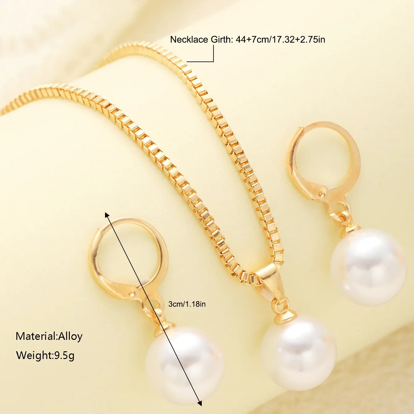 Pearl Jewelry Set For Women Dangle Earrings Pendant Necklace Simple Dainty Daily Wear Outfit  Party Accessories