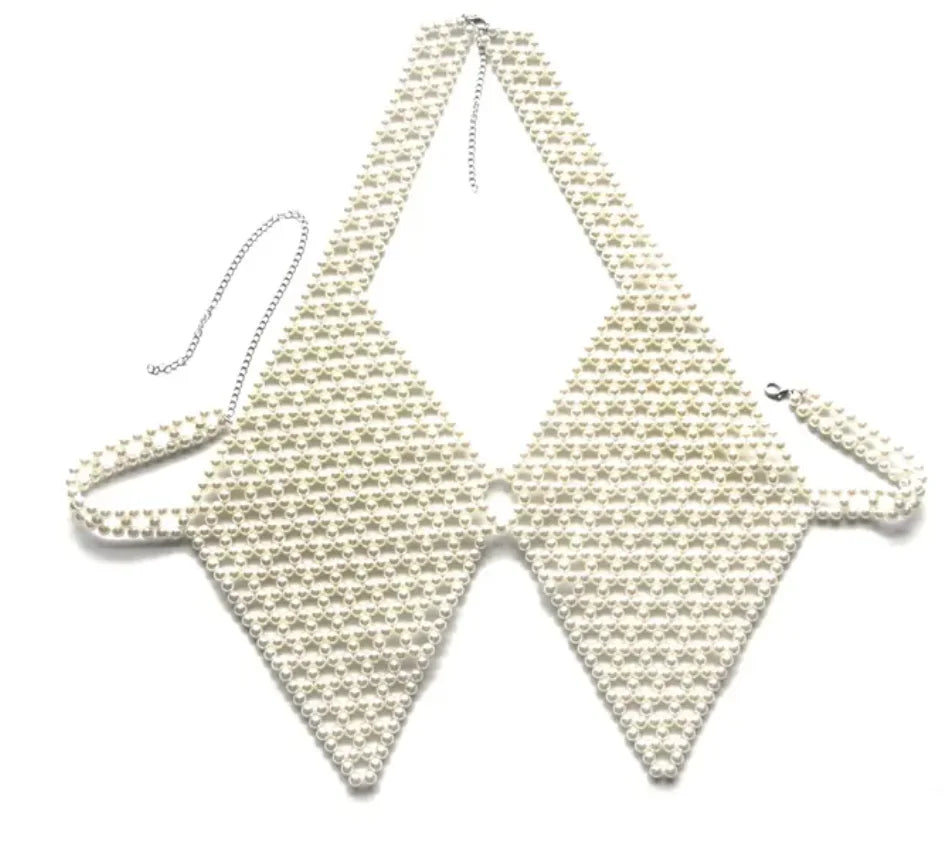 Sexy Accessories Women Bikini Pearl Chest chain Body Chain Jewelry Totally Hand-made Bra Fringed For Beach Nightclub Waist Chain