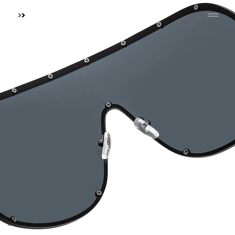 Oversized Metal Rimless Integrated Windproof Sunglasses For Women 2025 Trends Y2k Luxury Brand Design Sun Glasses Unisex UV400