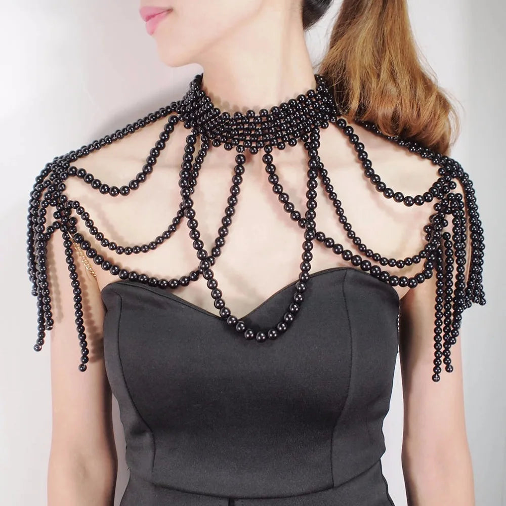 Sexy Accessories Women Bikini Pearl Chest chain Body Chain Jewelry Totally Hand-made Bra Fringed For Beach Nightclub Waist Chain