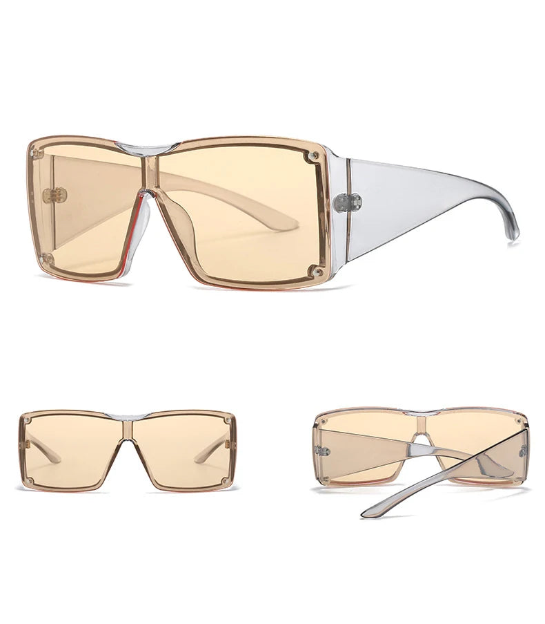 56426 Oversized Goggle Sunglasses Men Women Fashion Square Sun Glasses Brand Design One-Piece Lens Shades Uv400