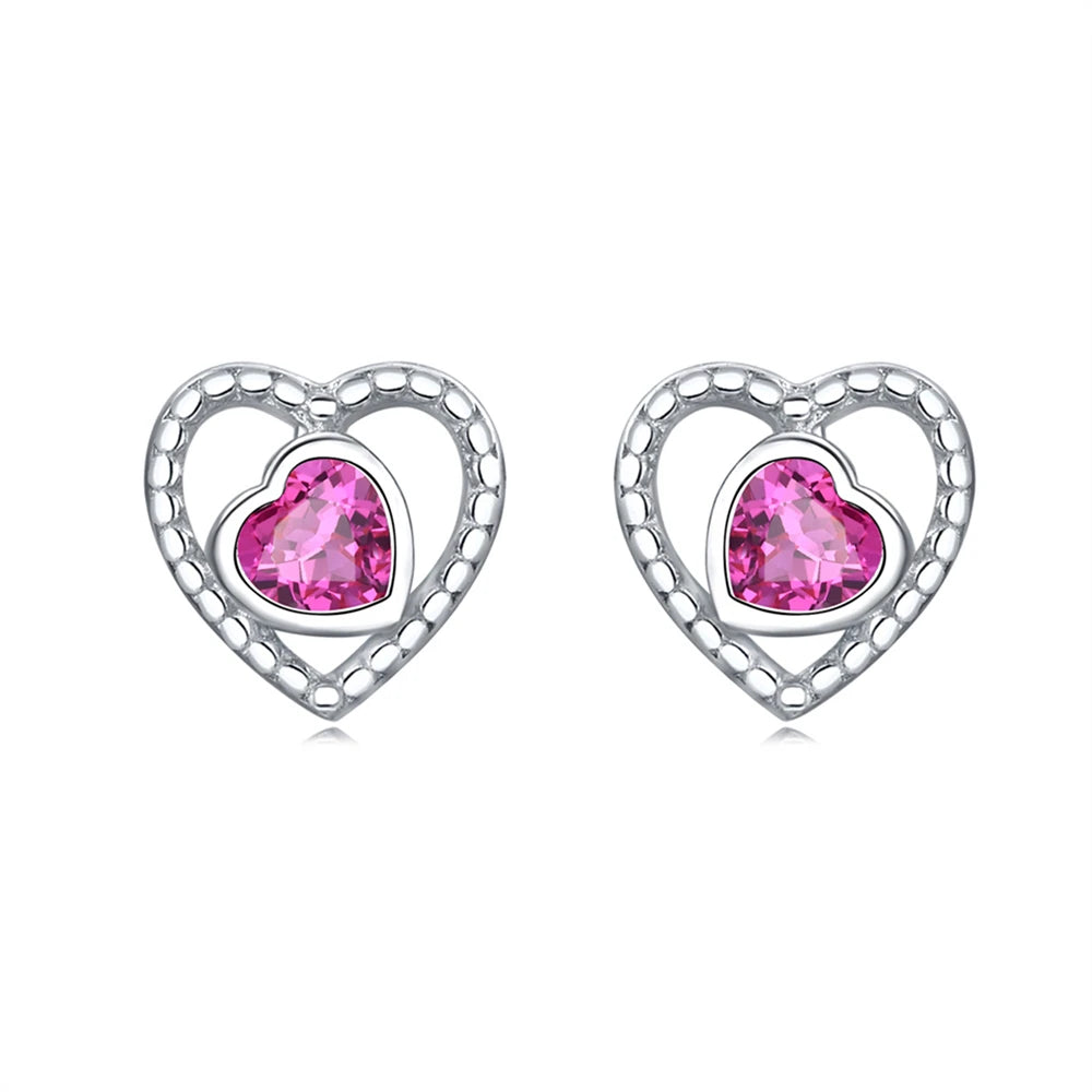 2025 HOT 925 Sterling Silver Stud Earrings S925 Heart Shaped Zircon Simple Fine Wedding Jewelry Christmas Thanksgiving Gifts