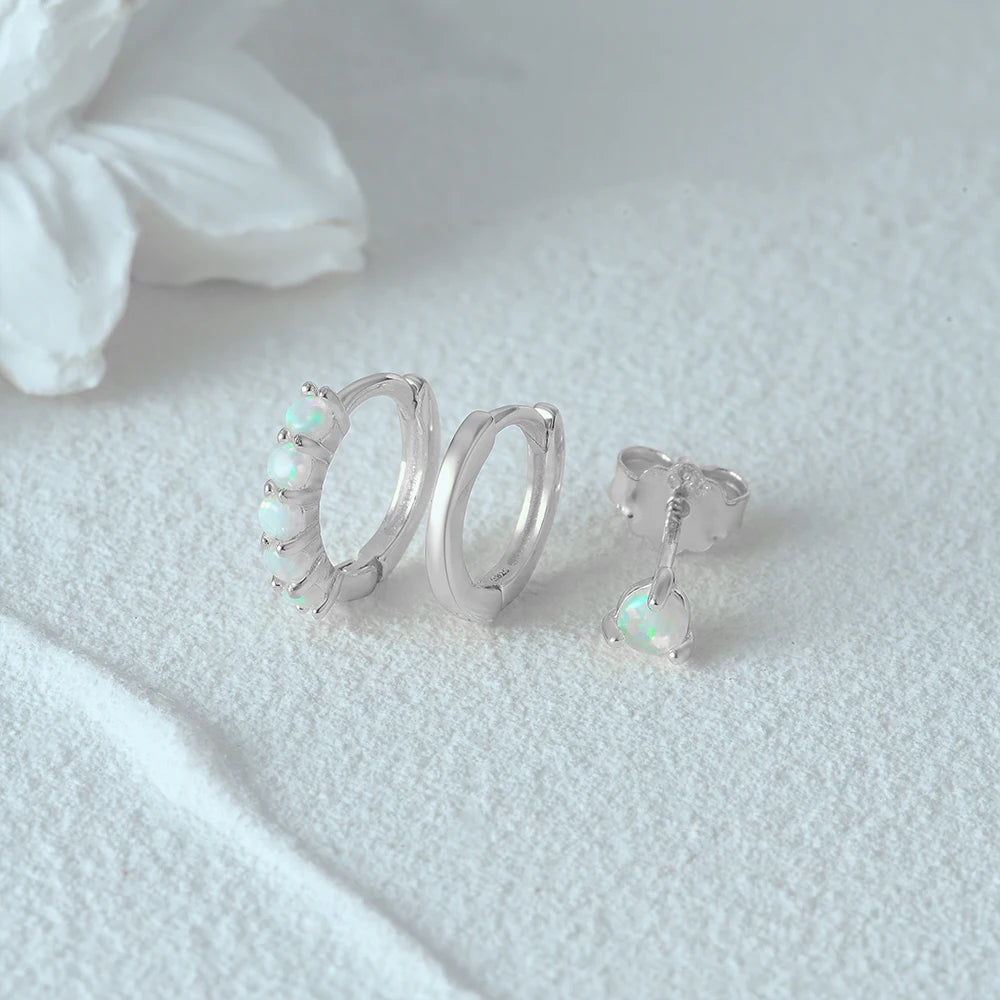 CANNER Fashion Style 3 Pc Earrings For Women Opal 925 Silver Suitable For Engagement Thanksgiving Day Halloween Christmas Fall