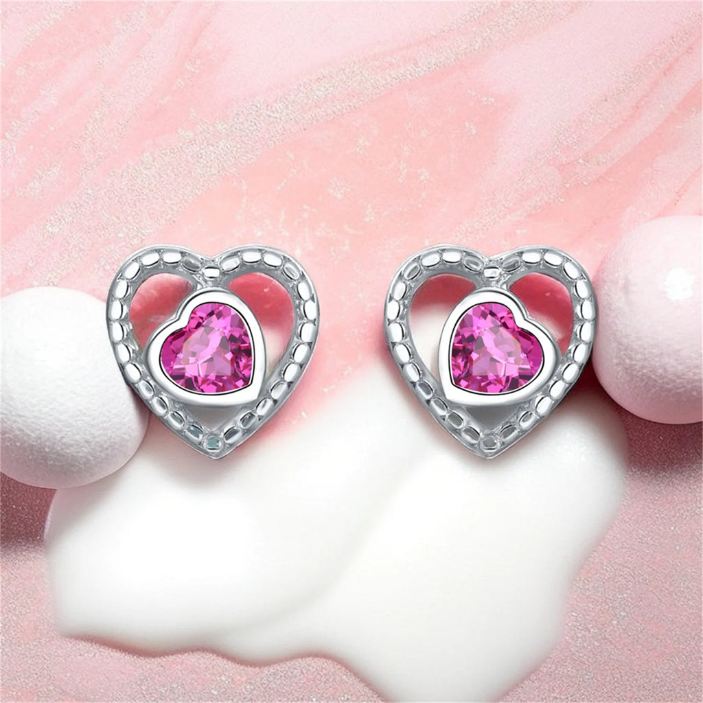 2025 HOT 925 Sterling Silver Stud Earrings S925 Heart Shaped Zircon Simple Fine Wedding Jewelry Christmas Thanksgiving Gifts