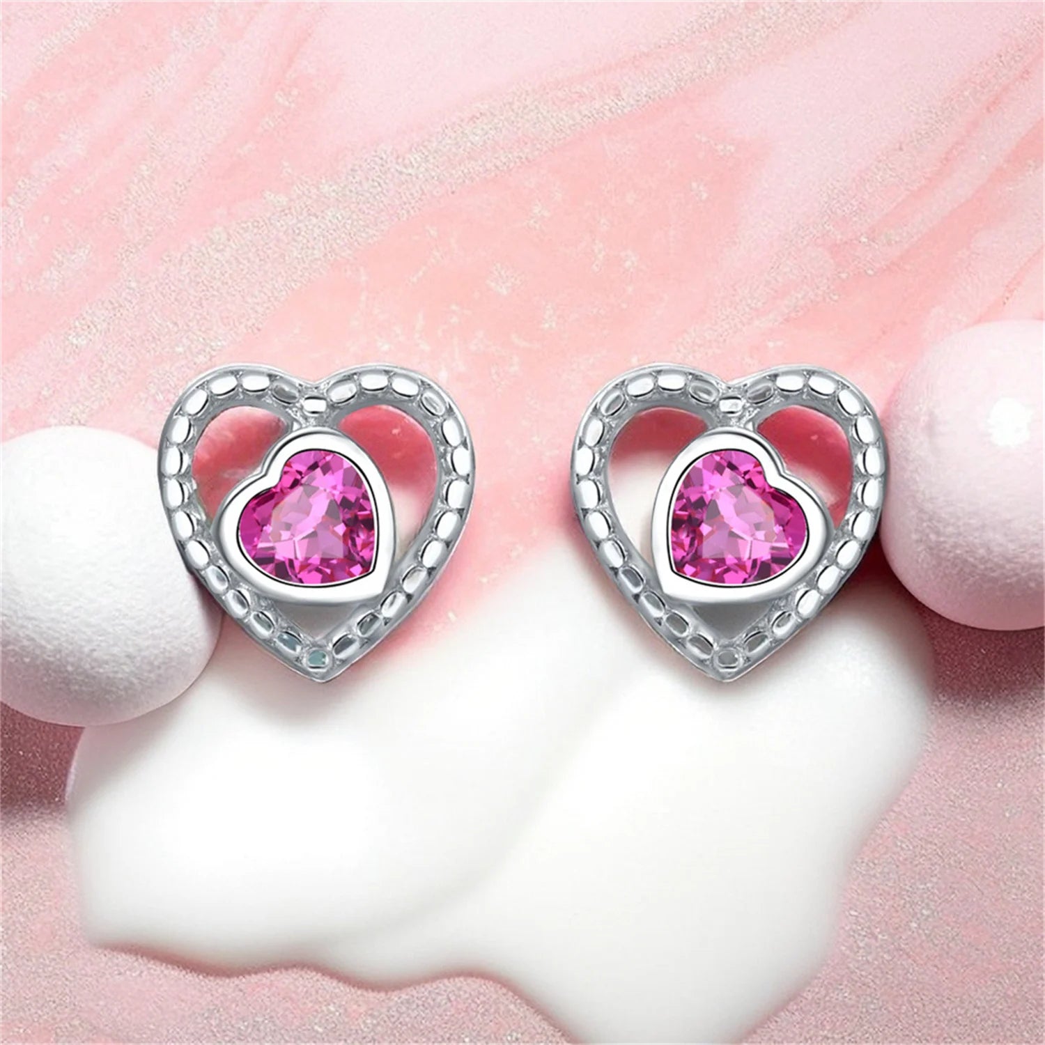 2025 HOT 925 Sterling Silver Stud Earrings S925 Heart Shaped Zircon Simple Fine Wedding Jewelry Christmas Thanksgiving Gifts