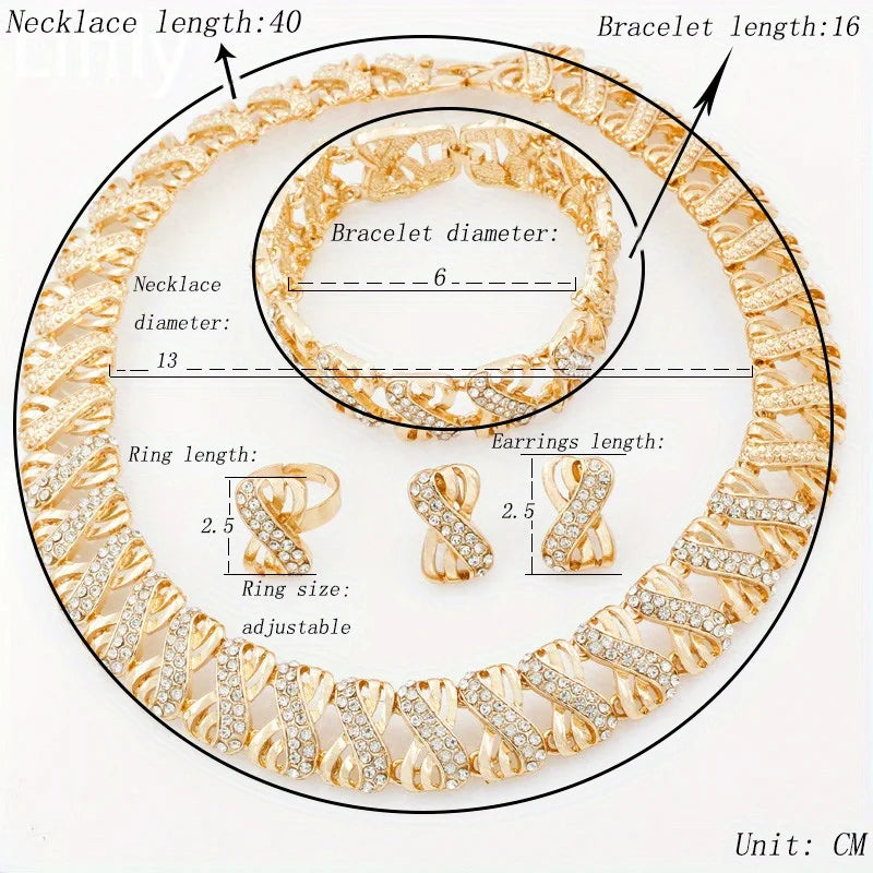 Hot Selling Fashion Jewelry Set Party Women's Neck Chain Bracelet Earrings Ring Suitable for Gift Giving Popular Accessories