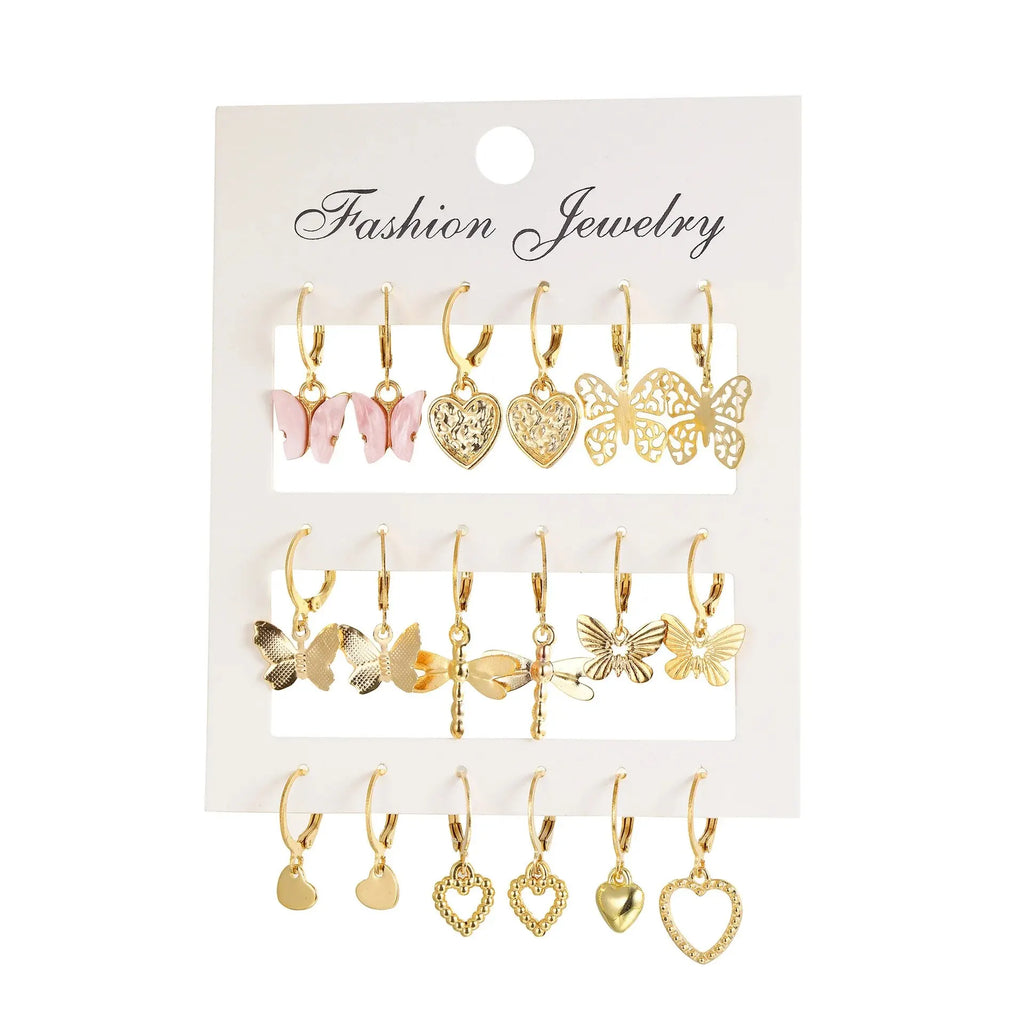 36 Piece Set of Fashionable And Caring Butterfly Hollow Pendant Earrings Set For Women's Daily Parties Giving Girlfriends Gifts
