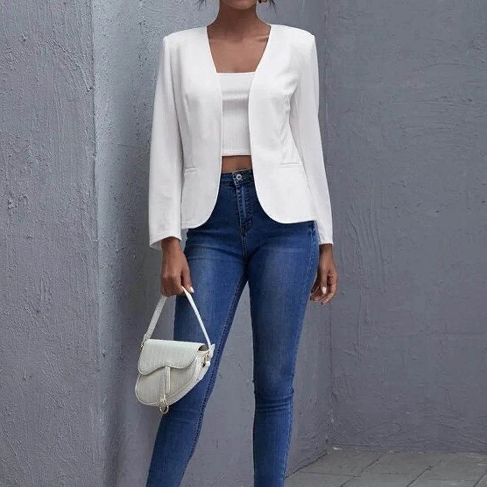 Women Coat Spring Autumn Female Fashion Small suit pure color long sleeve Womens Jackets and Coats Femme Clothes y2k clothes