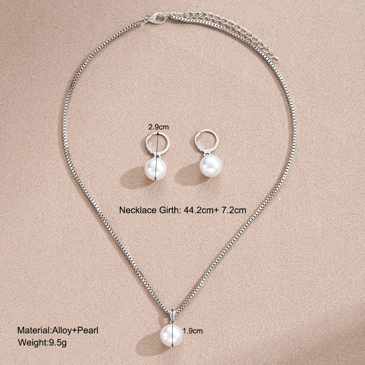 Pearl Jewelry Set For Women Dangle Earrings Pendant Necklace Simple Dainty Daily Wear Outfit  Party Accessories