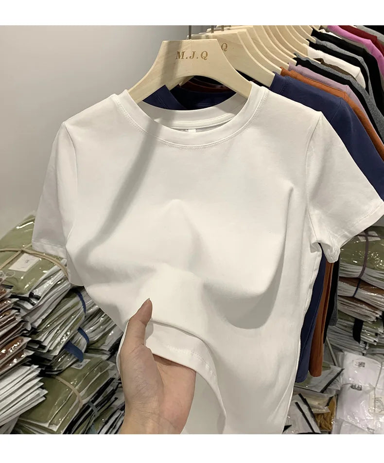 Women T Shirt Girls T-Shirt Woman Clothes Tops Cotton Tshirt Female Short Sleeve Spring Tee Sexy Y2k Top White