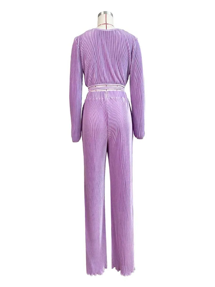 Casual Sets Womens Outfits Fall Clothes 2 Piece Lounge Set Draped Top and Elastic Wrap Pant Sets Outfits Wholesale Dropshipping