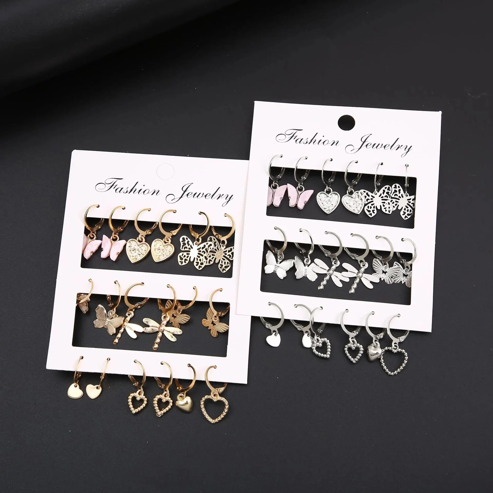 36 Piece Set of Fashionable And Caring Butterfly Hollow Pendant Earrings Set For Women's Daily Parties Giving Girlfriends Gifts