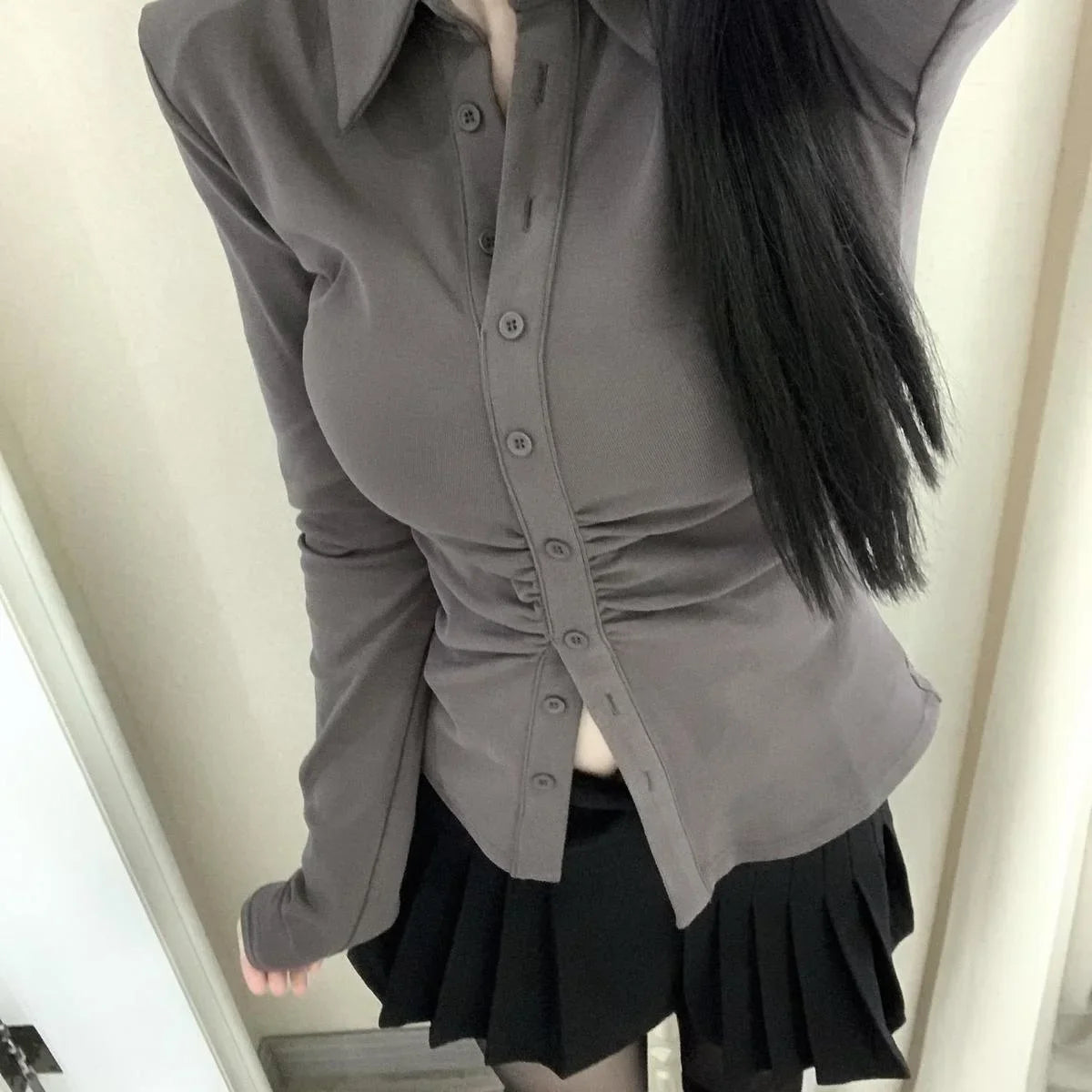 with Thin Waist Shirt Vintage Clothes for Women Tops Shirts Blouses