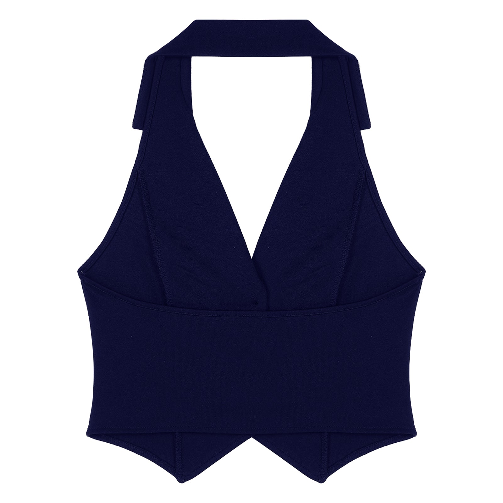 Womens Fashion Vest Shirts Separate Waistcoat Crop Tops Lapel Halter Backless Button Down Pointed Hem Vest for Party Formal Wear