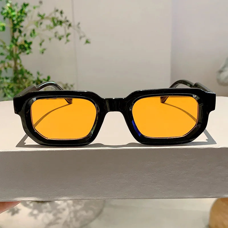New Men Vintage Rectangle Frame Sunglasses Fashion Retro Sun Glasses Luxury Brand Design Glasses UV400 Eyewear Women Goggles