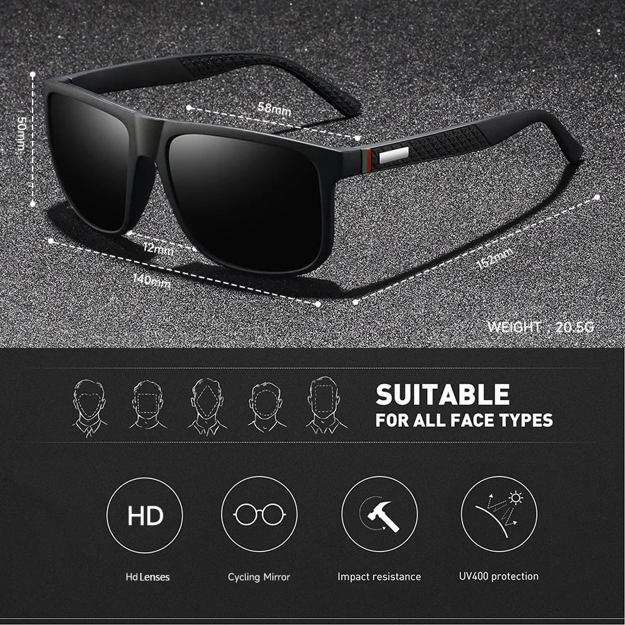 Fashion Unisex Vintage Square Sunglasses Men Women Fishing Driving Man Luxury Brand Designer Sun GlassesAnti-Glare UV400 Eyewear