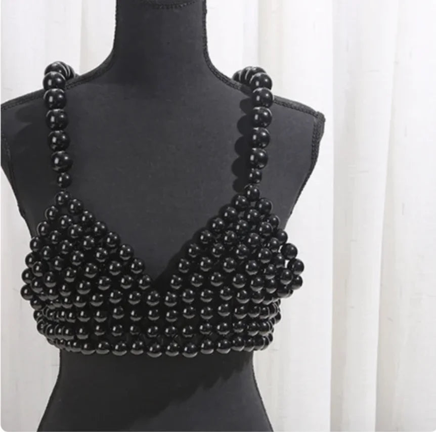 Sexy Accessories Women Bikini Pearl Chest chain Body Chain Jewelry Totally Hand-made Bra Fringed For Beach Nightclub Waist Chain