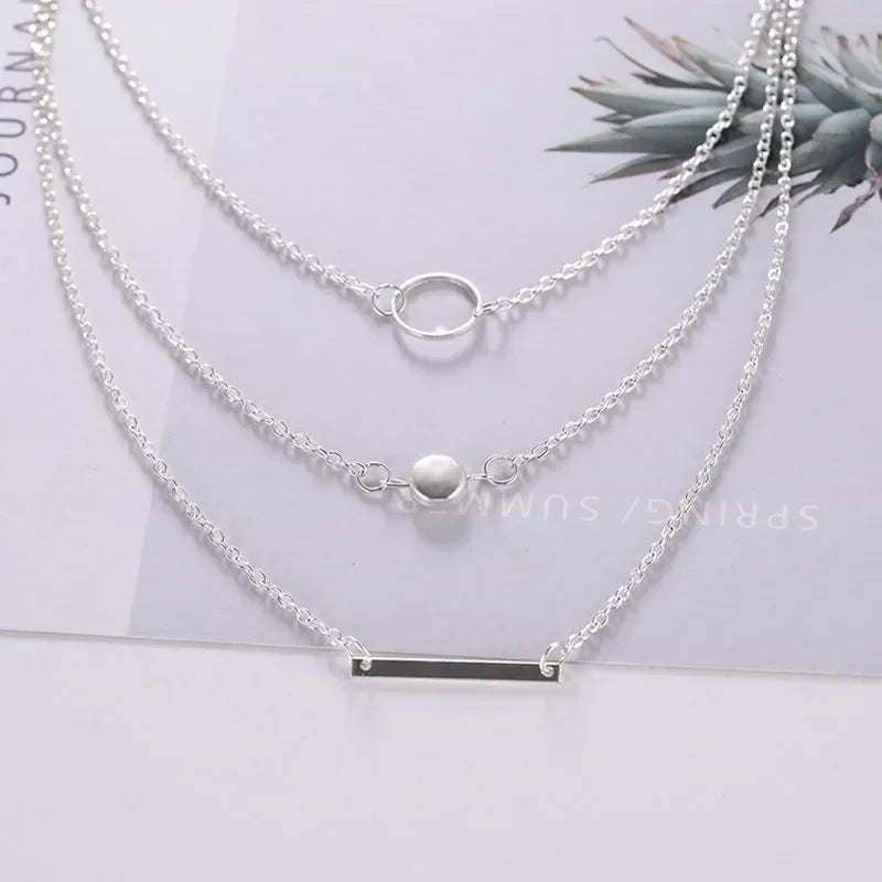 New Fashion Jewelry Gifts Women New Multilayer Metal Round Chokers Necklaces Geometric Circles Statement Accessories 2025