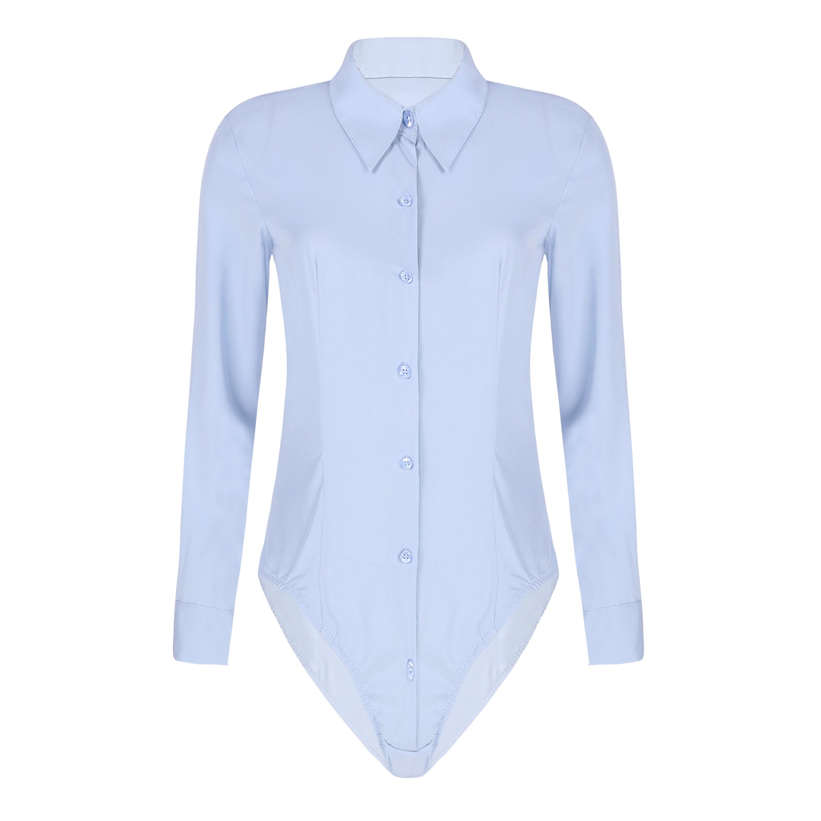 Women's Body Shirt Office Lady Work Uniforms White Blouses Slim Clothes Long Sleeve OL Shirt Leotard Easy Care Work Tights Shirt