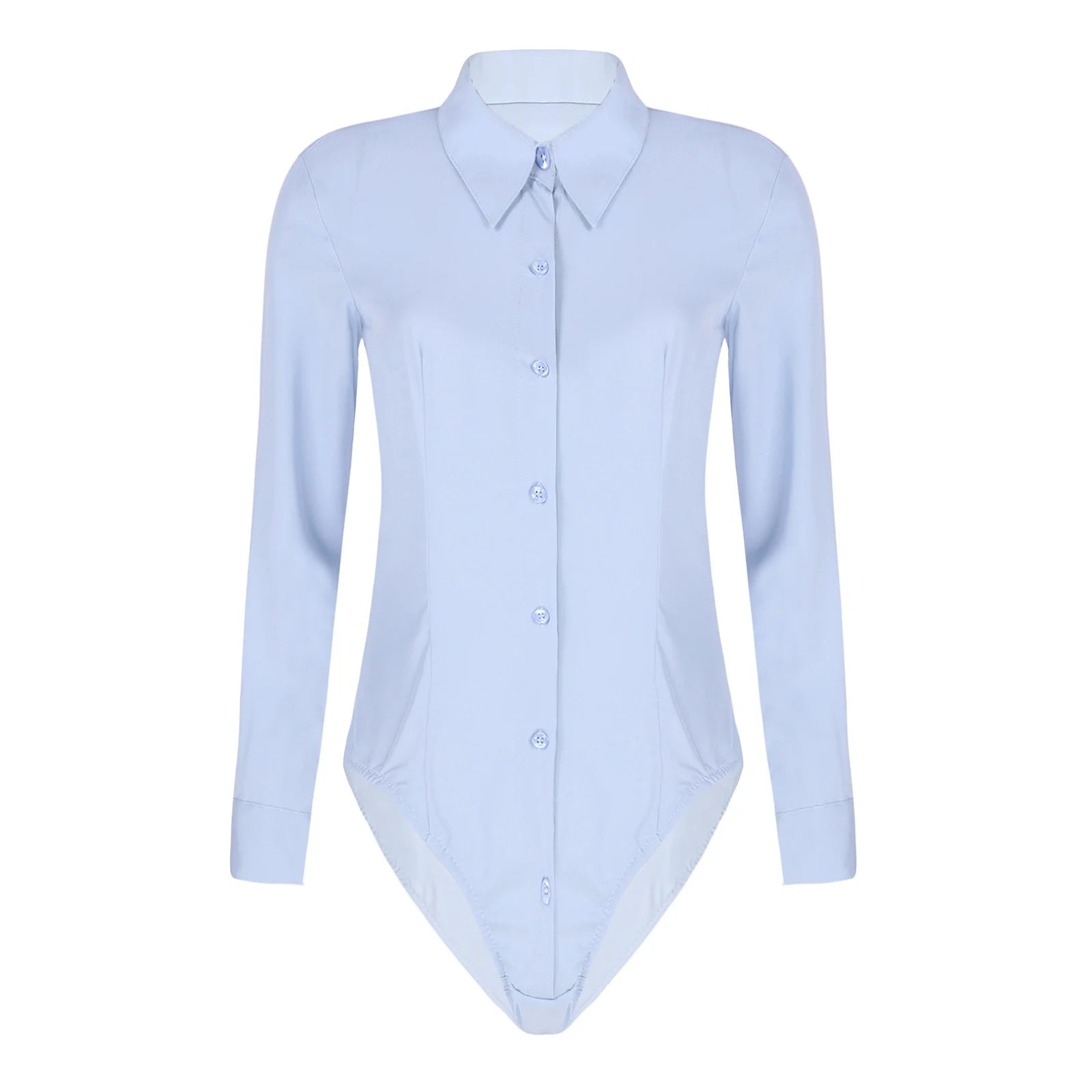 Women's Body Shirt Office Lady Work Uniforms White Blouses Slim Clothes Long Sleeve OL Shirt Leotard Easy Care Work Tights Shirt