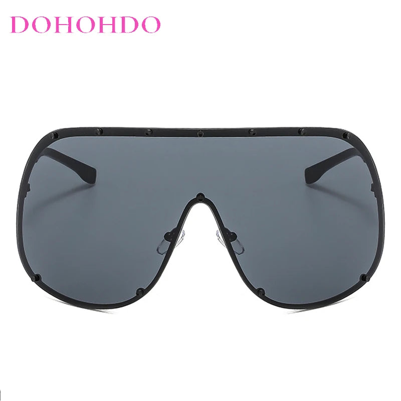 Oversized Metal Rimless Integrated Windproof Sunglasses For Women 2025 Trends Y2k Luxury Brand Design Sun Glasses Unisex UV400