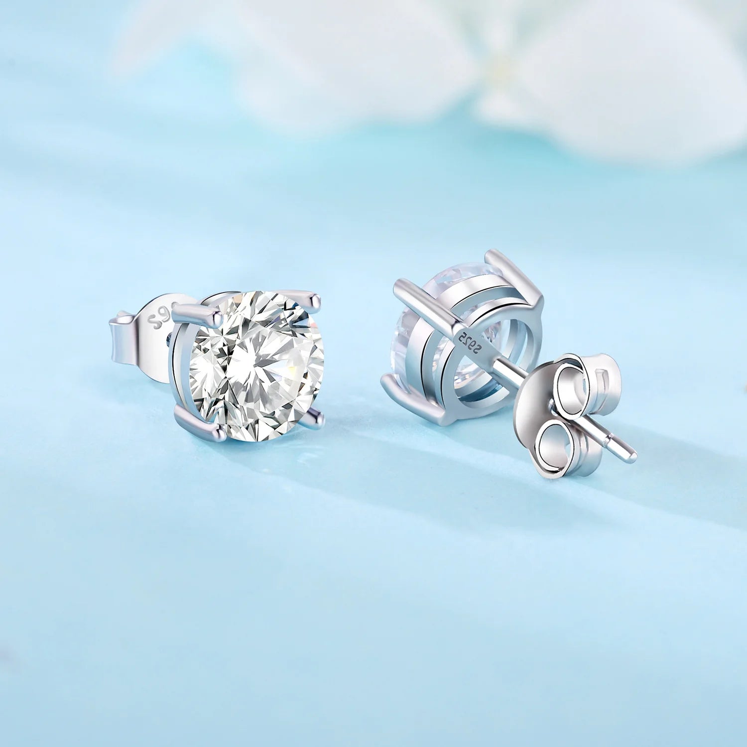 2025 HOT 925 Sterling Silver Stud Earrings S925 Heart Shaped Zircon Simple Fine Wedding Jewelry Christmas Thanksgiving Gifts