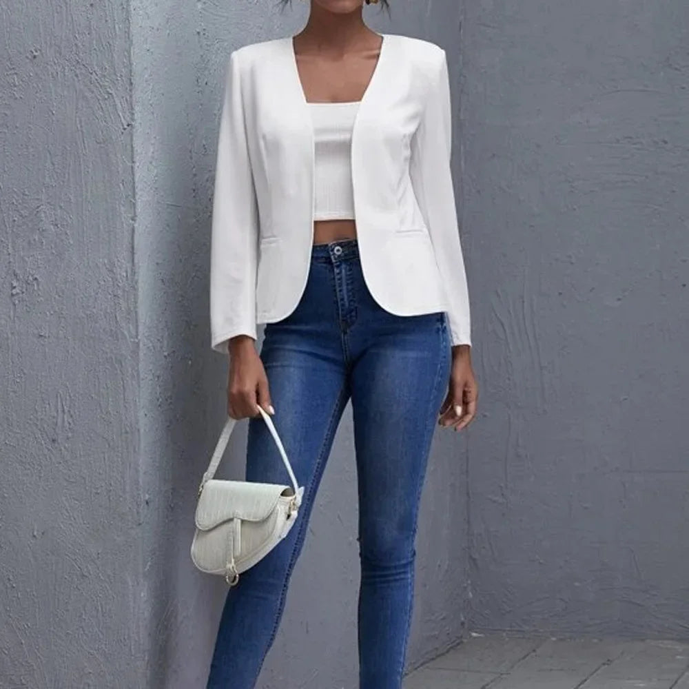 Women Coat Spring Autumn Female Fashion Small suit pure color long sleeve Womens Jackets and Coats Femme Clothes y2k clothes