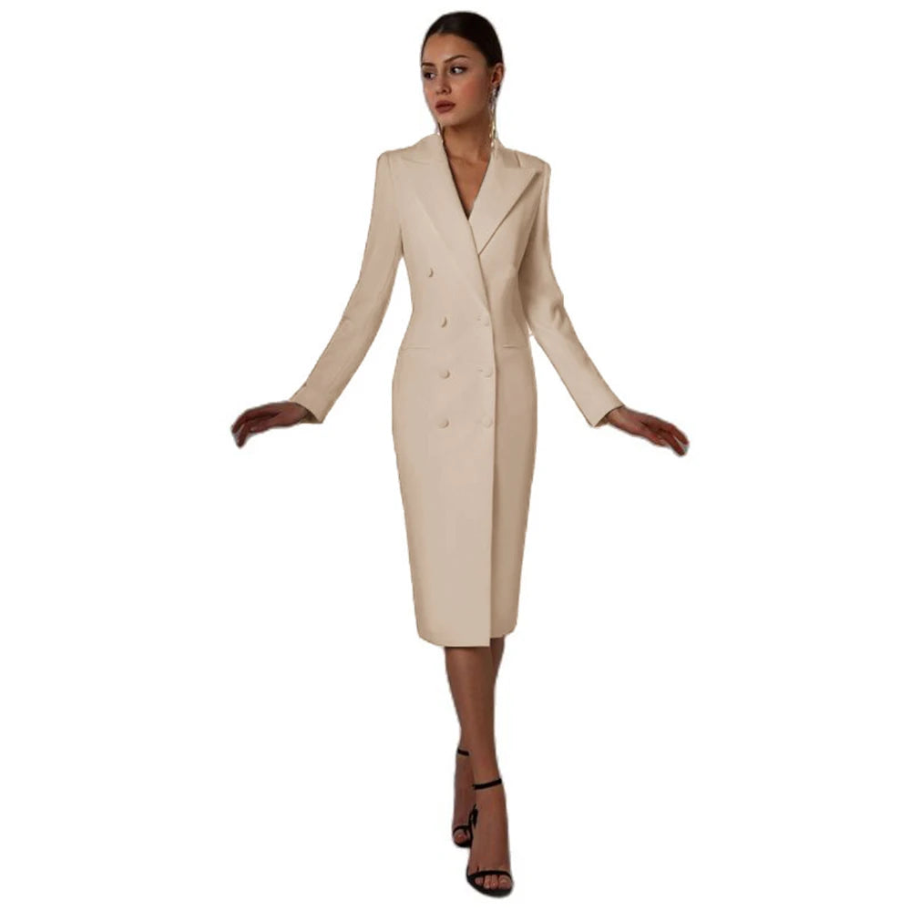 Women's Suit Long Blazer Double Breasted Jacket White Tuxedo Party Point Lapel Clothes спортивный костюм женск