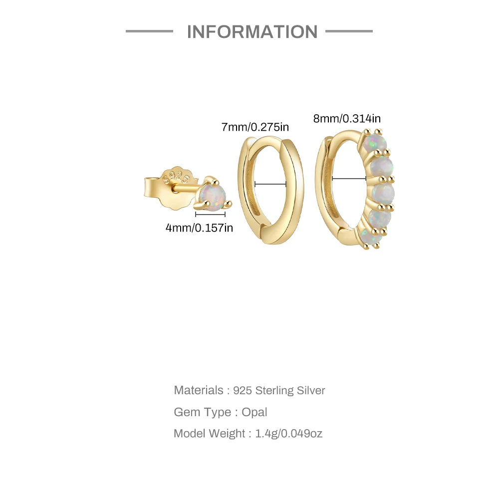 CANNER Fashion Style 3 Pc Earrings For Women Opal 925 Silver Suitable For Engagement Thanksgiving Day Halloween Christmas Fall