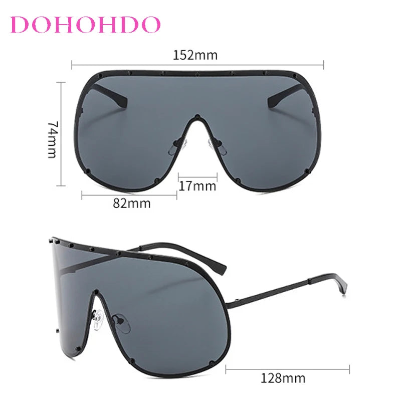 Oversized Metal Rimless Integrated Windproof Sunglasses For Women 2025 Trends Y2k Luxury Brand Design Sun Glasses Unisex UV400