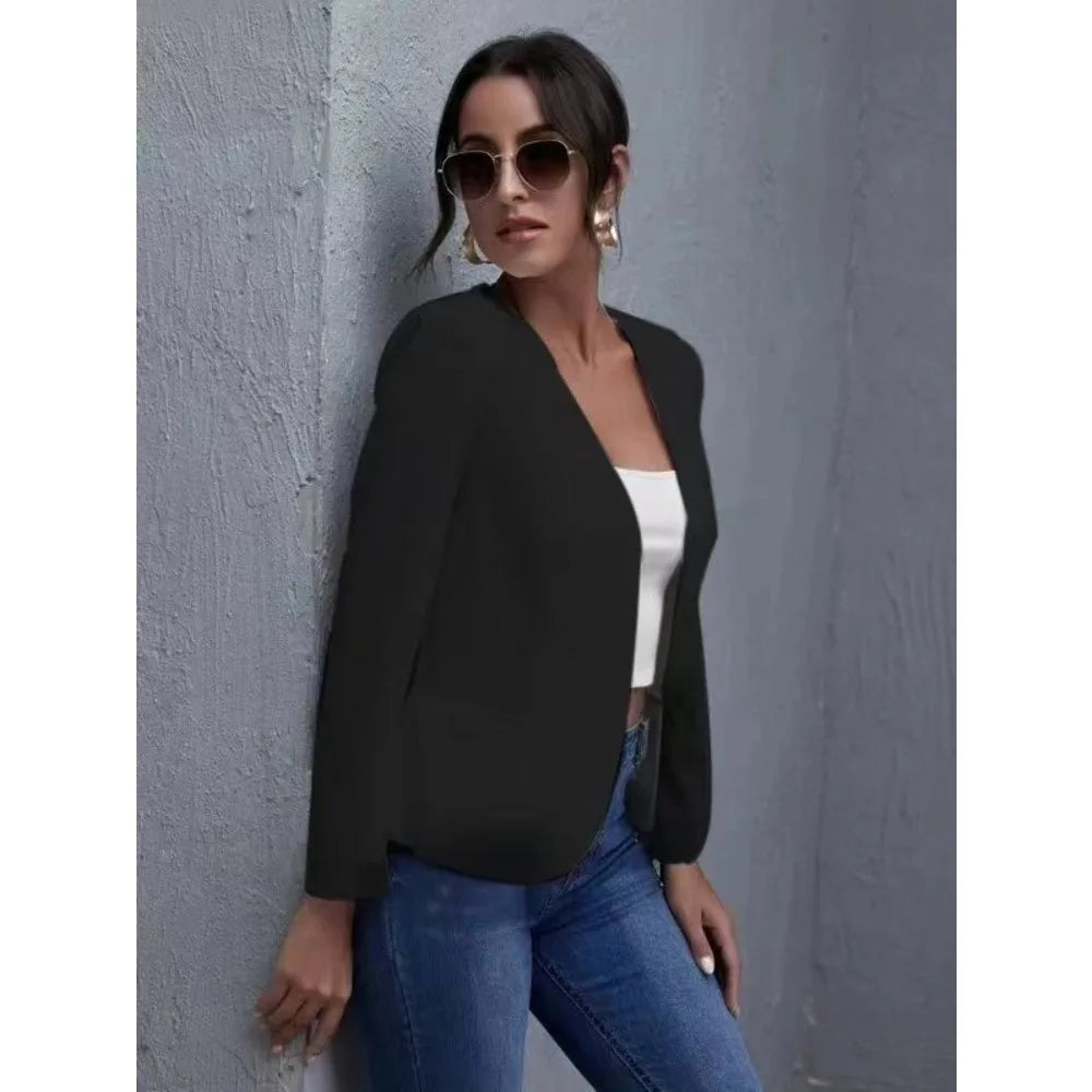 Women Coat Spring Autumn Female Fashion Small suit pure color long sleeve Womens Jackets and Coats Femme Clothes y2k clothes