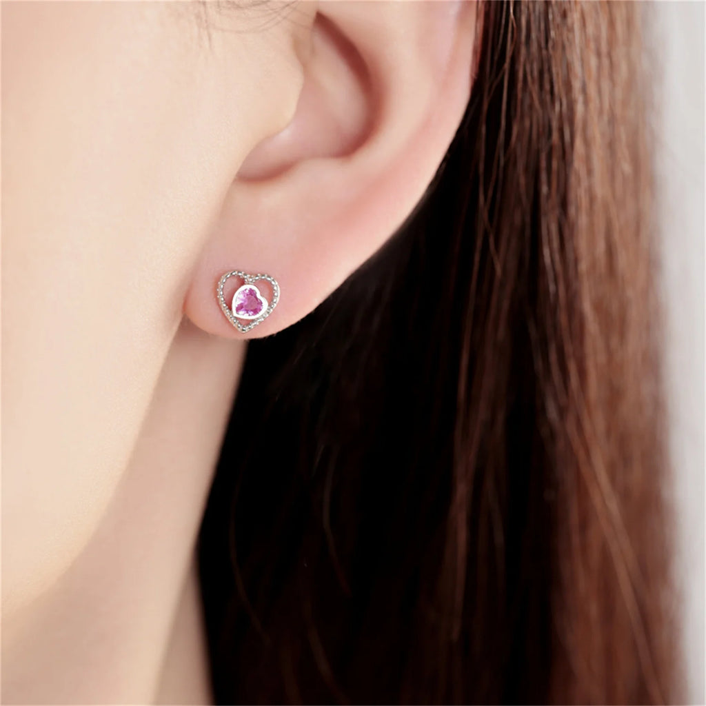 2025 HOT 925 Sterling Silver Stud Earrings S925 Heart Shaped Zircon Simple Fine Wedding Jewelry Christmas Thanksgiving Gifts