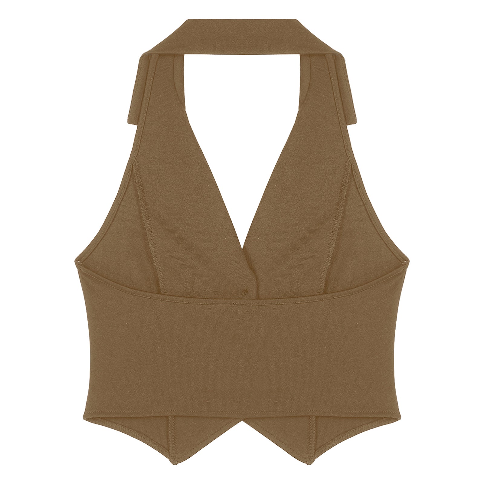 Womens Fashion Vest Shirts Separate Waistcoat Crop Tops Lapel Halter Backless Button Down Pointed Hem Vest for Party Formal Wear