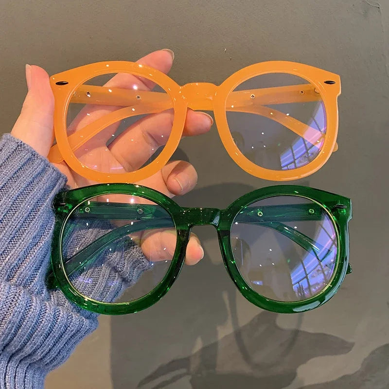 Unisex Big Round Polygon Anti-Blue Light Nearsighted Glasses Fashion Men Women Eyewear Finished Myopia Glasses -1.0 To -4.0