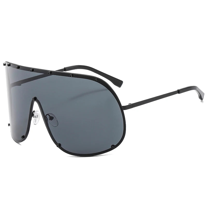 Oversized Metal Rimless Integrated Windproof Sunglasses For Women 2025 Trends Y2k Luxury Brand Design Sun Glasses Unisex UV400