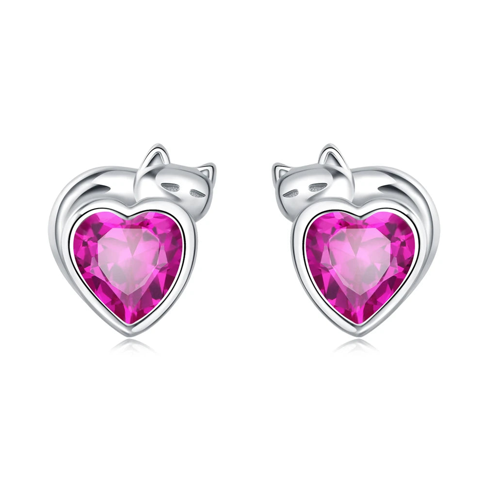 2025 HOT 925 Sterling Silver Stud Earrings S925 Heart Shaped Zircon Simple Fine Wedding Jewelry Christmas Thanksgiving Gifts