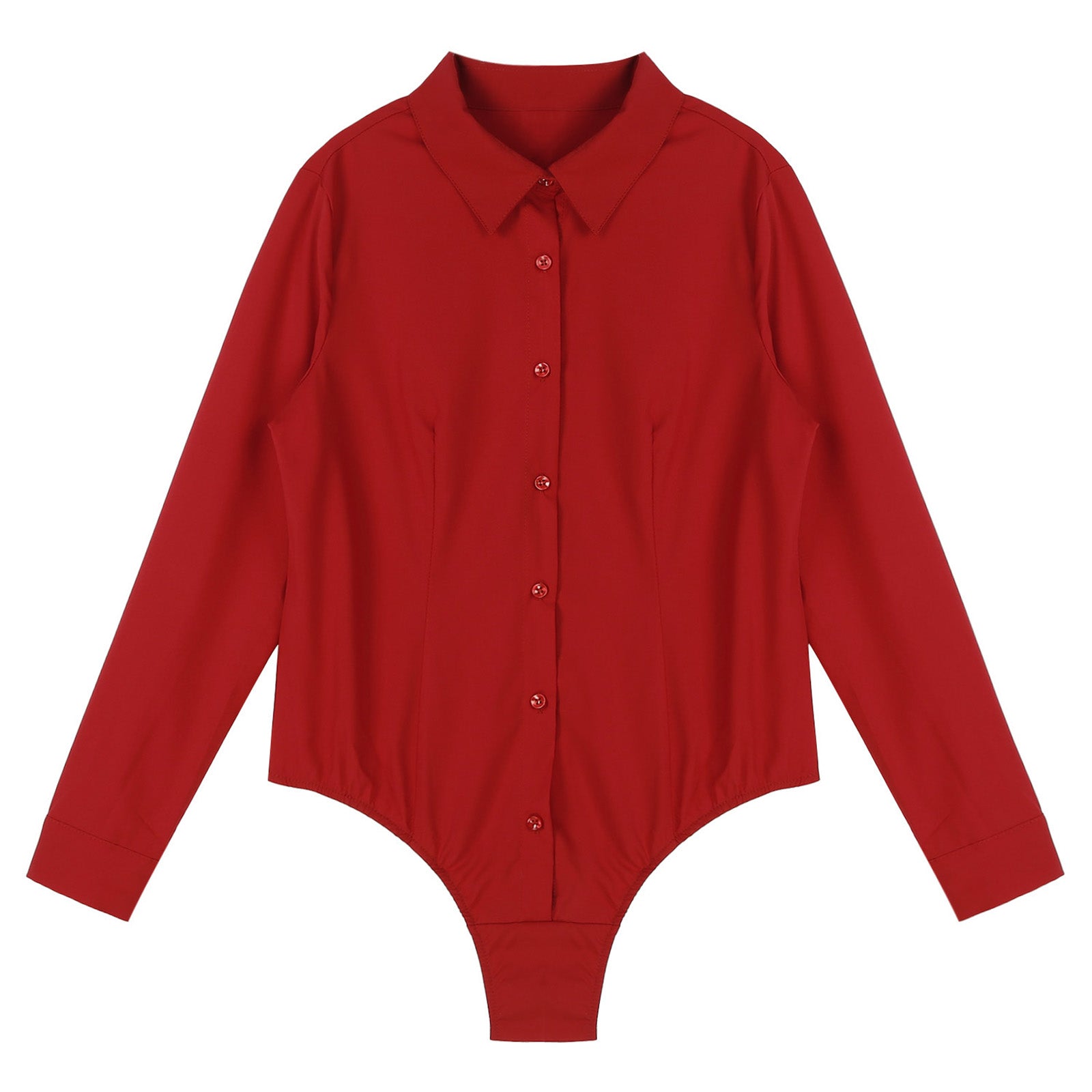 Women's Body Shirt Office Lady Work Uniforms White Blouses Slim Clothes Long Sleeve OL Shirt Leotard Easy Care Work Tights Shirt