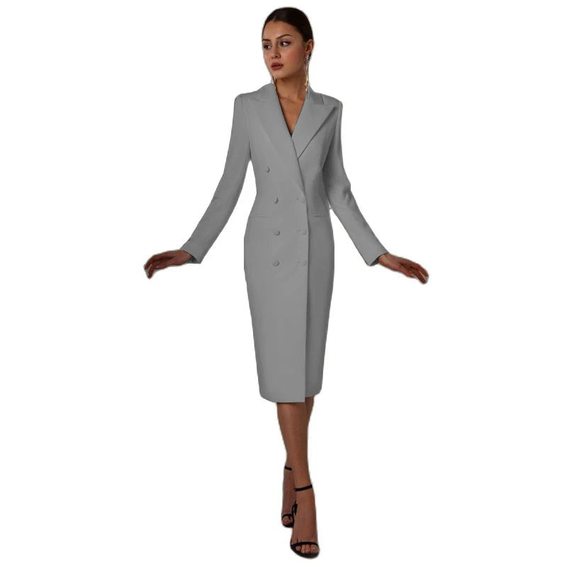 Women's Suit Long Blazer Double Breasted Jacket White Tuxedo Party Point Lapel Clothes спортивный костюм женск