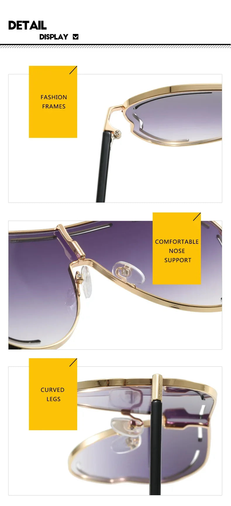 Oversized Shield One-Piece Punk Sunglasses 2025 Luxury Square Sun Glasses for Women Personality Metal Big Frame Eyewear UV400