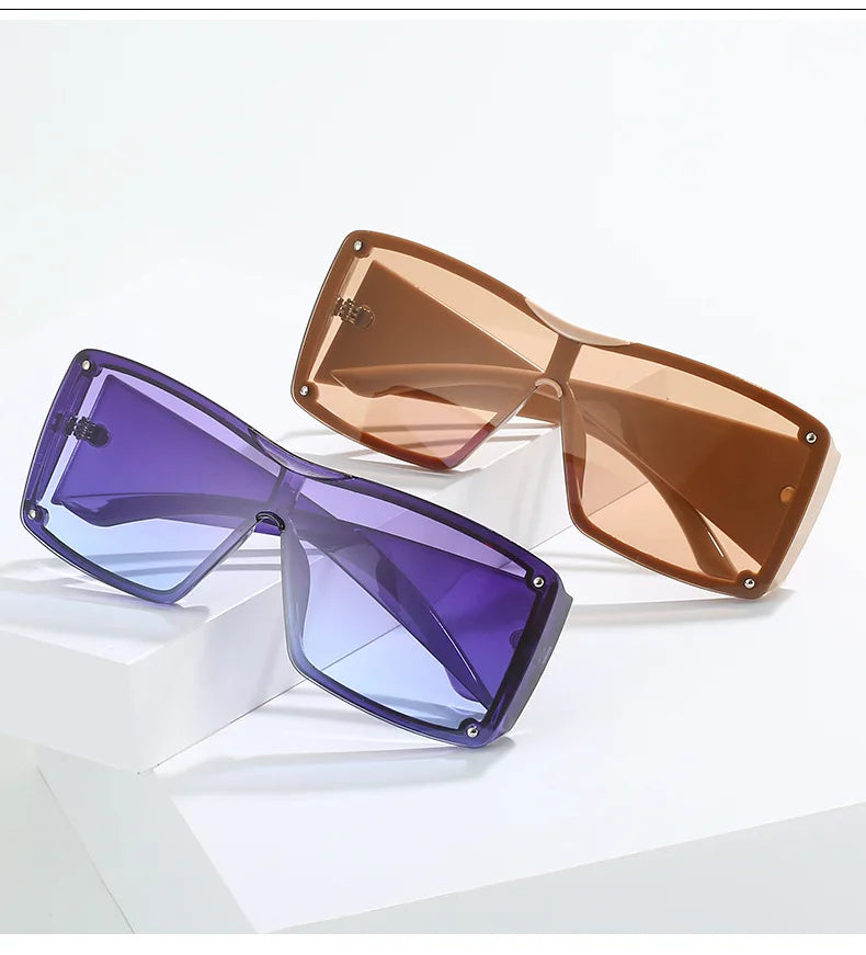 56426 Oversized Goggle Sunglasses Men Women Fashion Square Sun Glasses Brand Design One-Piece Lens Shades Uv400