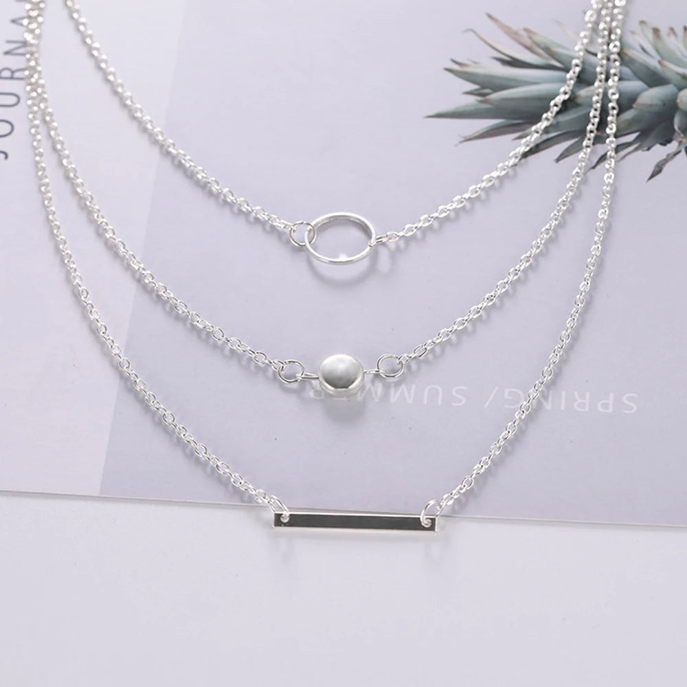 New Fashion Jewelry Gifts Women New Multilayer Metal Round Chokers Necklaces Geometric Circles Statement Accessories 2025