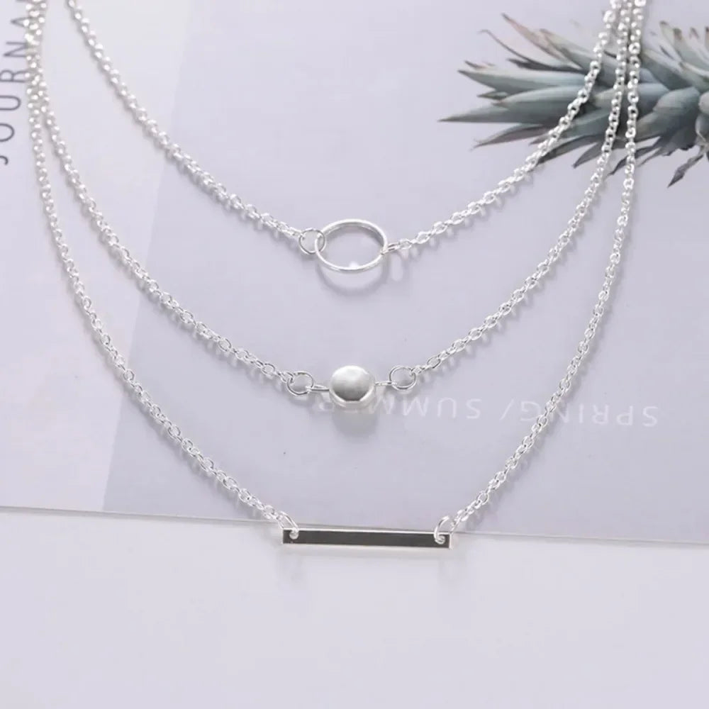 New Fashion Jewelry Gifts Women New Multilayer Metal Round Chokers Necklaces Geometric Circles Statement Accessories 2025