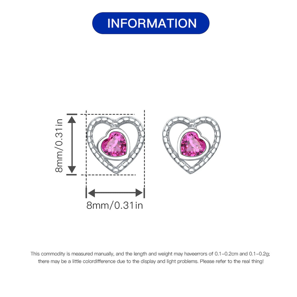 2025 HOT 925 Sterling Silver Stud Earrings S925 Heart Shaped Zircon Simple Fine Wedding Jewelry Christmas Thanksgiving Gifts