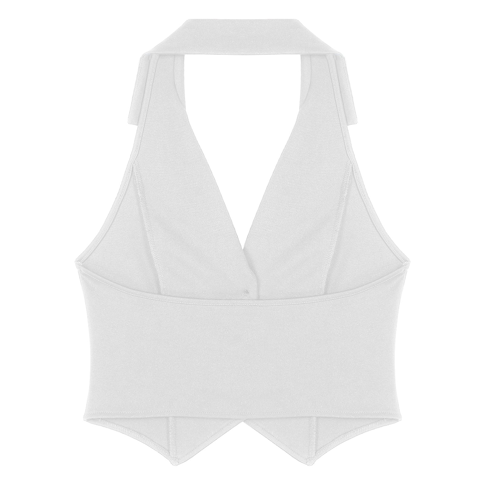 Womens Fashion Vest Shirts Separate Waistcoat Crop Tops Lapel Halter Backless Button Down Pointed Hem Vest for Party Formal Wear